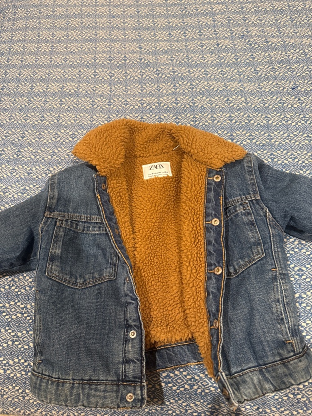 Zara Kids Denim Jacket with Mustard Sherpa Lining